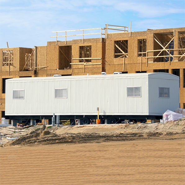 our construction trailers are weatherproof and built to withstand outdoor conditions